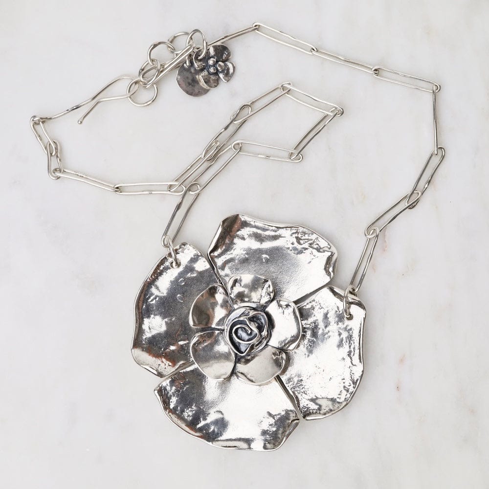 
                      
                        NKL Large Petal Rose Necklace on Long Oval Chain
                      
                    