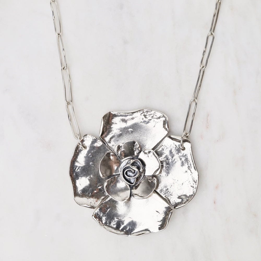 
                      
                        NKL Large Petal Rose Necklace on Long Oval Chain
                      
                    