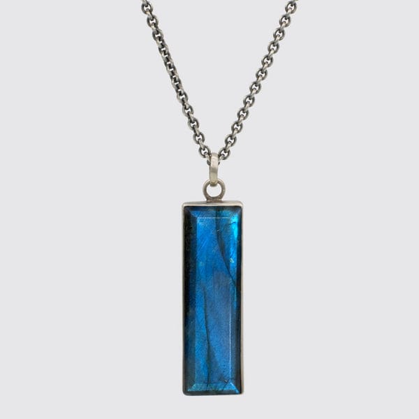 NKL Large Rectangular Faceted Labradorite Necklace