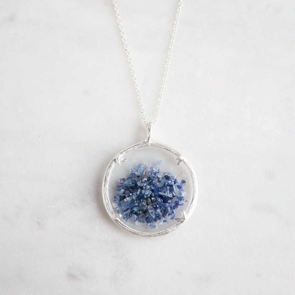 NKL Large Shaker Birthstone Necklace - Silver / Sapphire