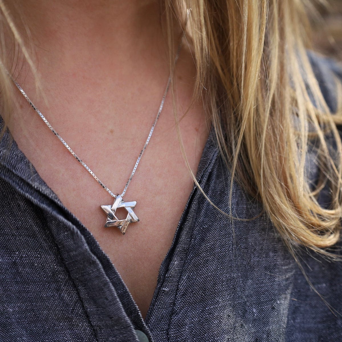 NKL Lineal Star of David Necklace - 20"