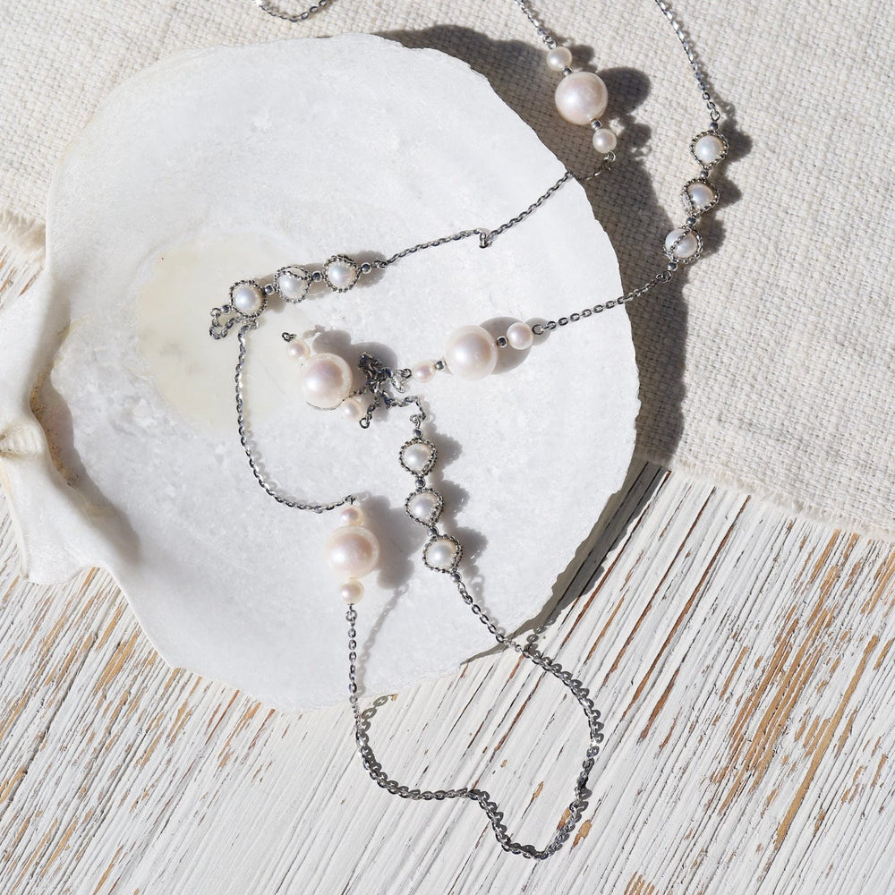 NKL Long Asymmetrical Pearl Station Necklace