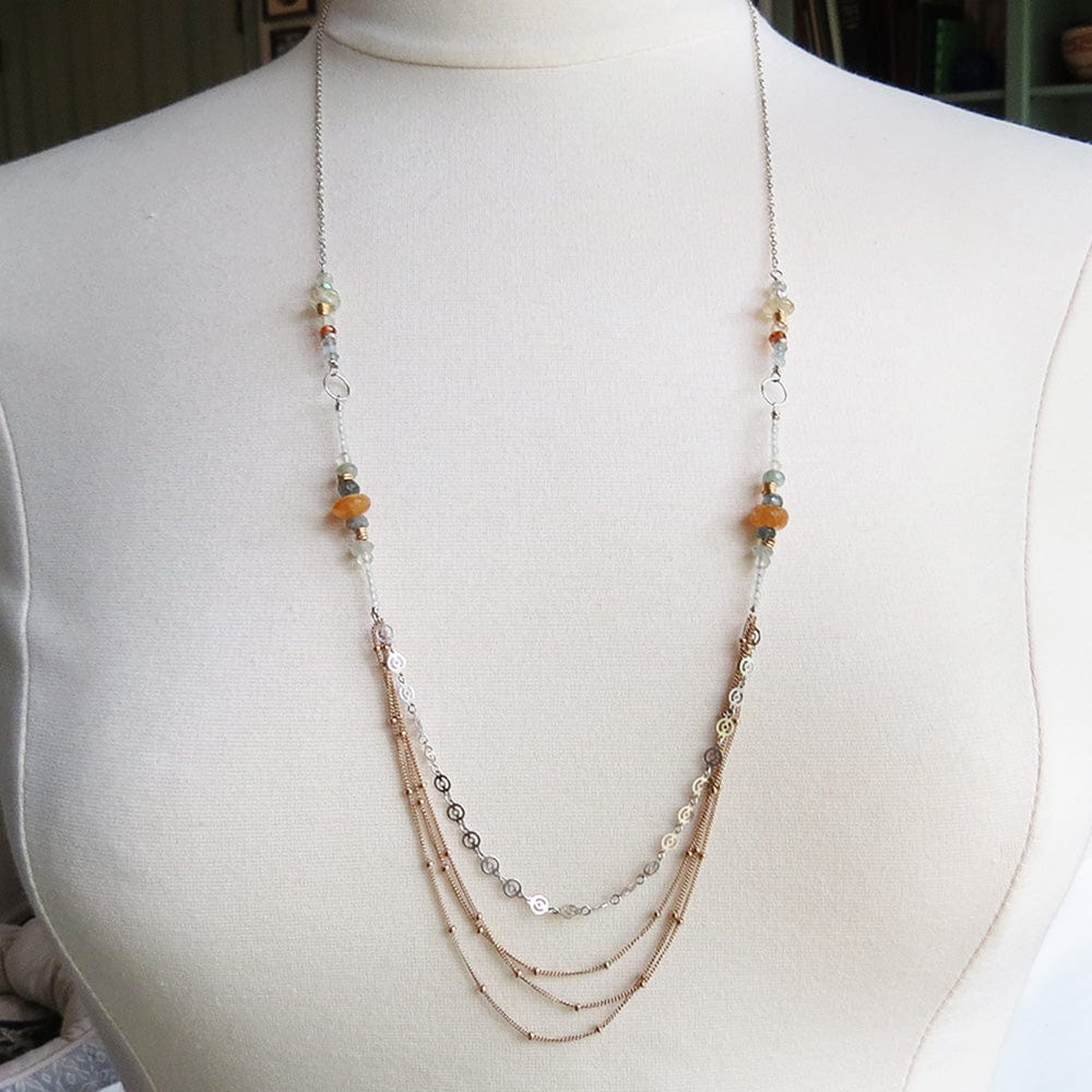 NKL LONG HESSONITE MIX NECKLACE