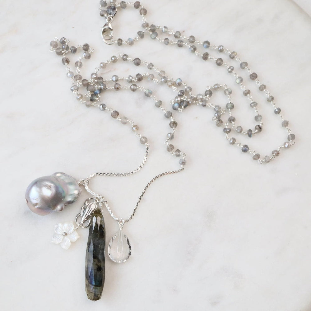 
                  
                    NKL Long Labradorite & Pearl Charm Necklace
                  
                