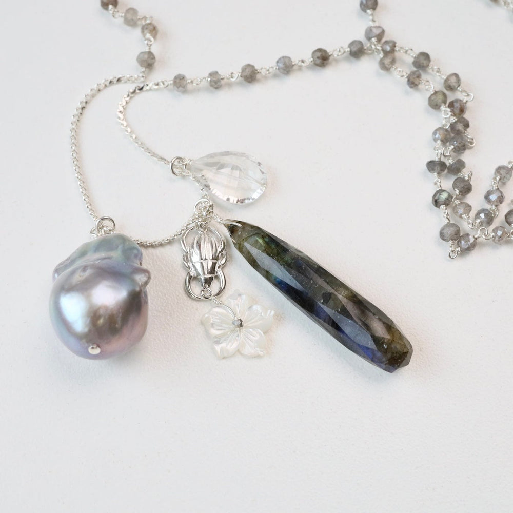 
                  
                    NKL Long Labradorite & Pearl Charm Necklace
                  
                