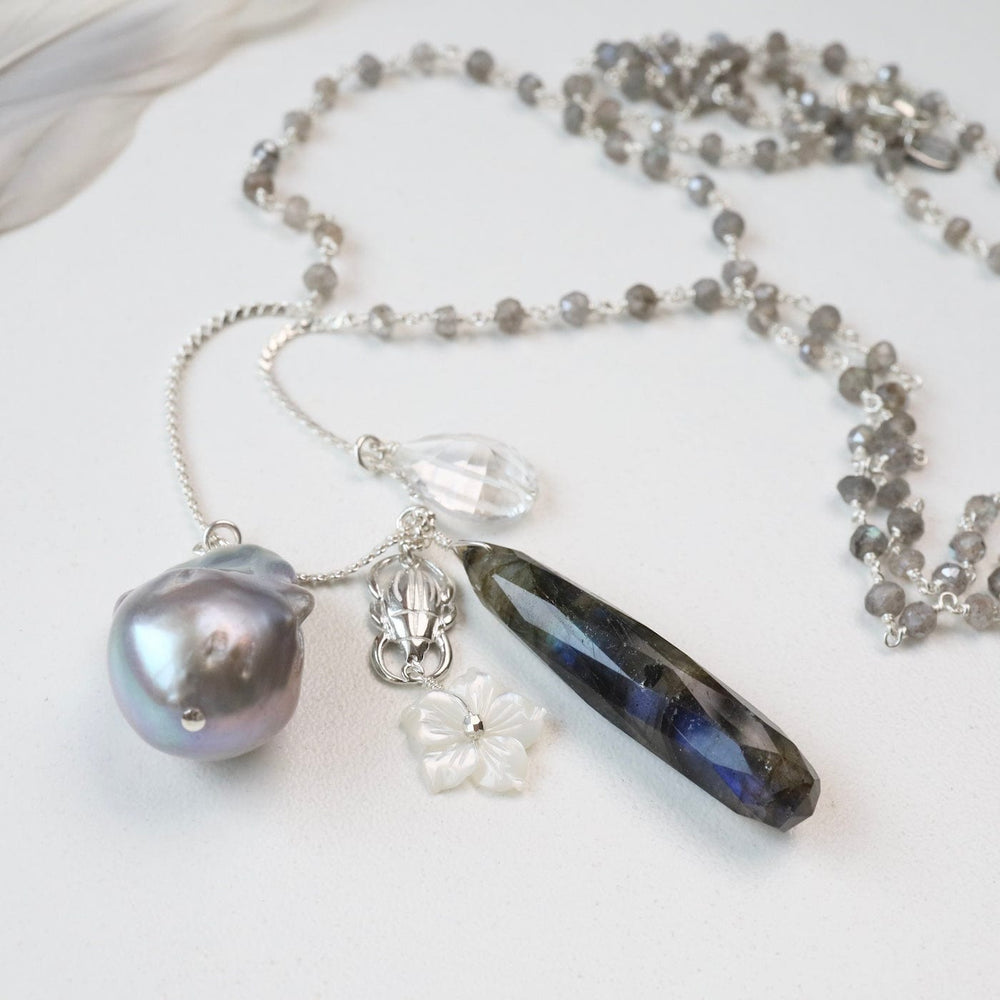 
                  
                    NKL Long Labradorite & Pearl Charm Necklace
                  
                