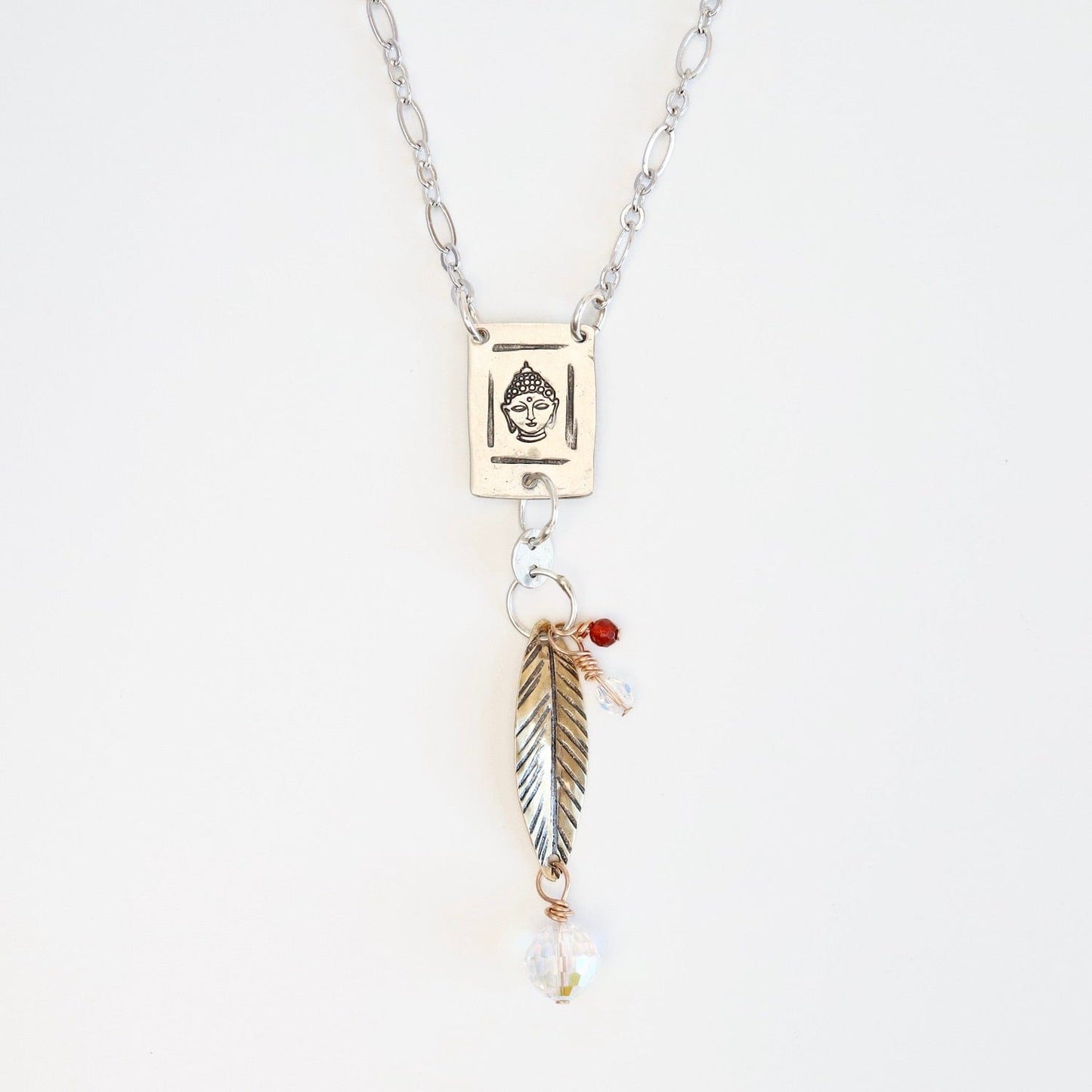 Load image into Gallery viewer, NKL Long Mixed Metals Buddha Necklace
