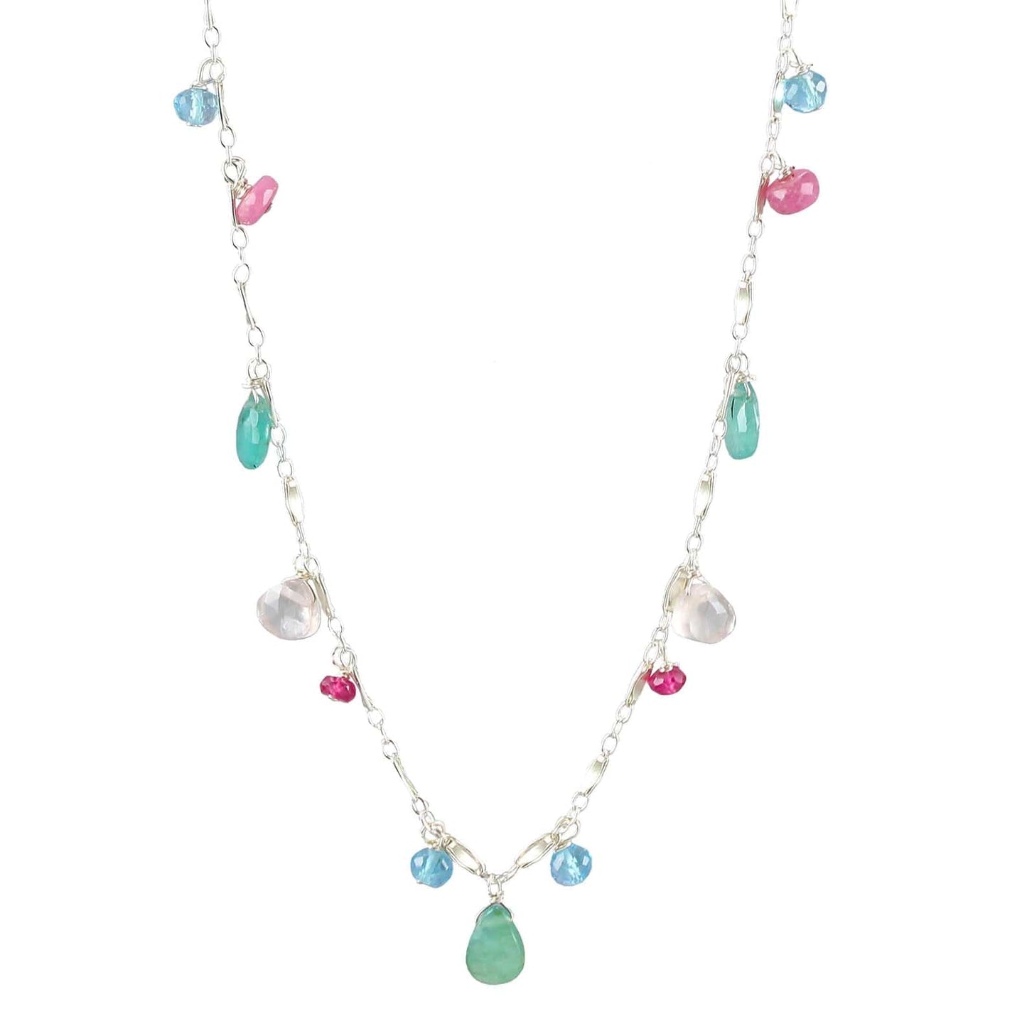 NKL Long Silver Rain Drops Necklace