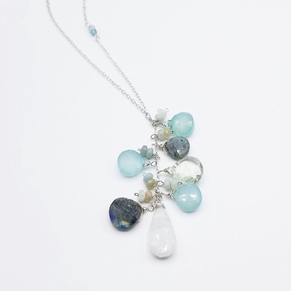 Load image into Gallery viewer, NKL Long Sterling Silver &amp;amp; Moonstone Chalcedony Stone Drop
