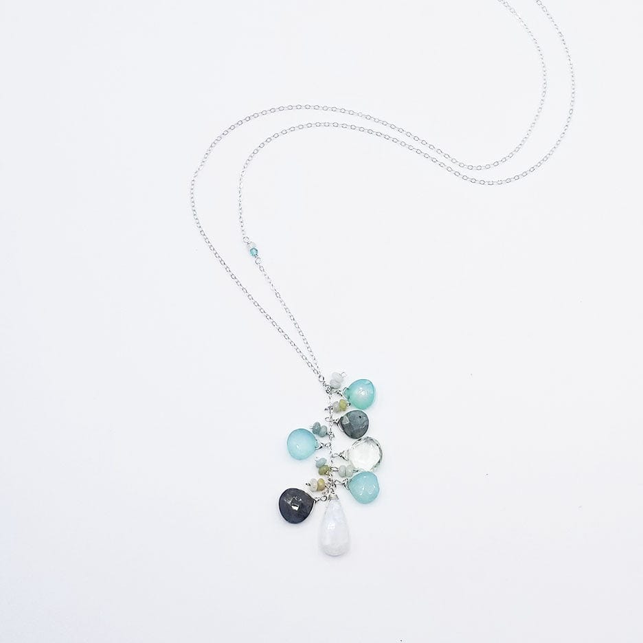 Load image into Gallery viewer, NKL Long Sterling Silver &amp;amp; Moonstone Chalcedony Stone Drop
