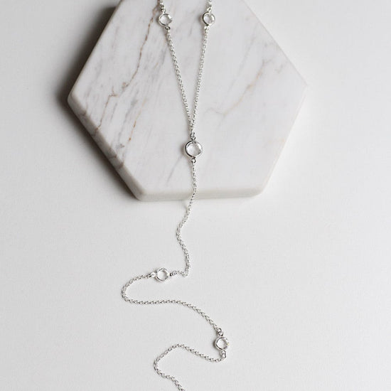 NKL Long Y-Necklace with Crystal Stations