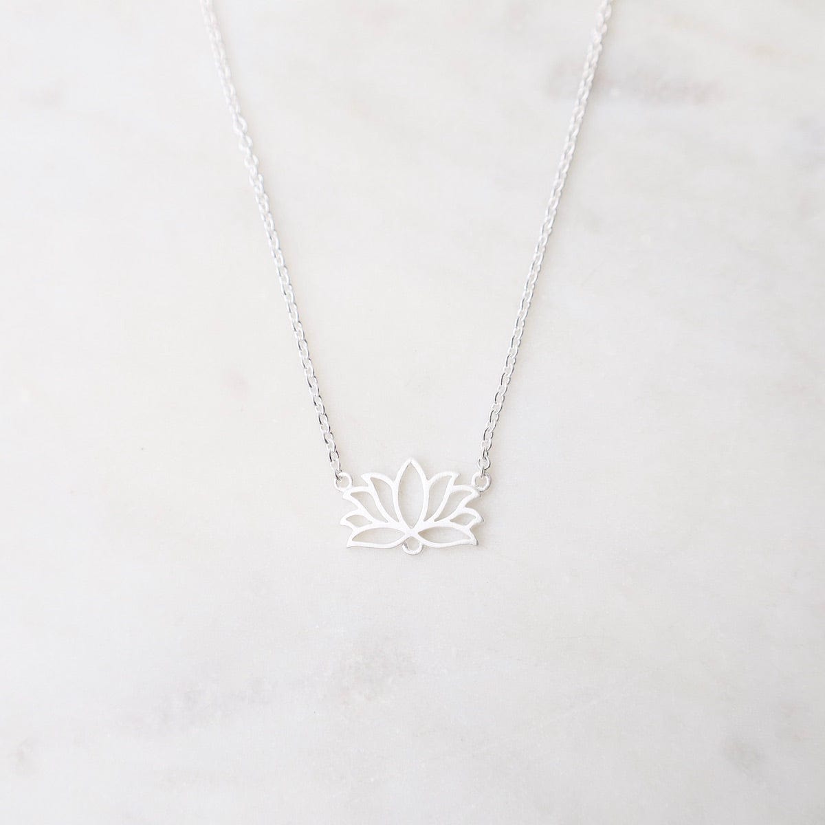 NKL Lotus Necklace – Brushed Sterling Silver