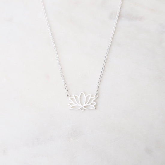 NKL Lotus Necklace – Brushed Sterling Silver
