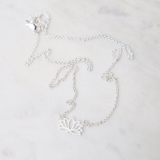 NKL Lotus Necklace – Brushed Sterling Silver
