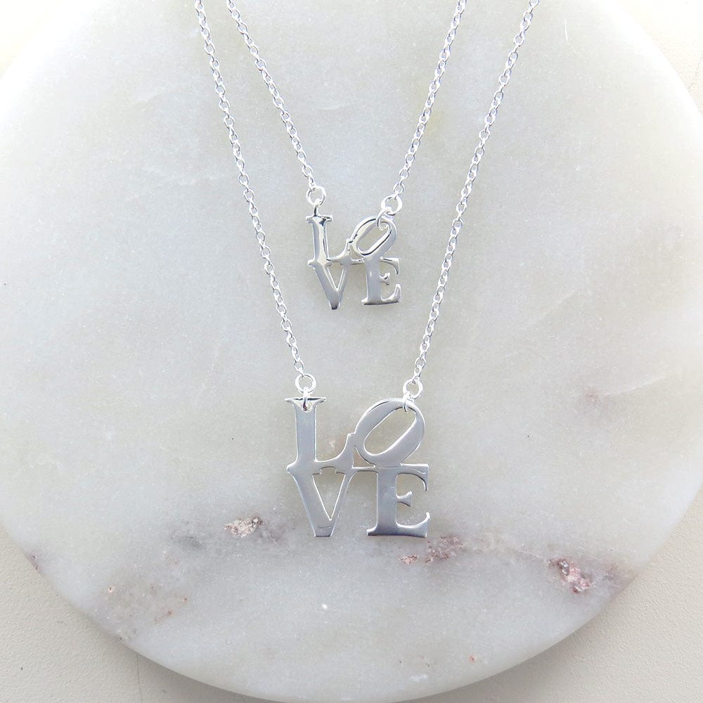 Matte Silver LOVE Necklace – Dandelion Jewelry