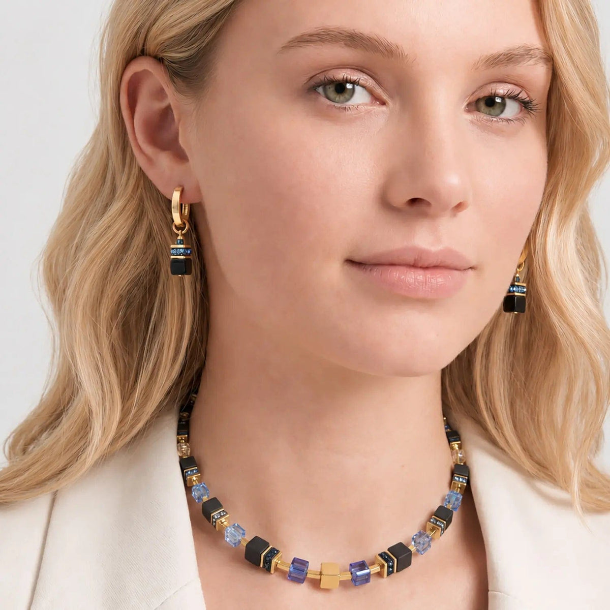 NKL Midnight Blue Geo Cube Precious Classic Necklace