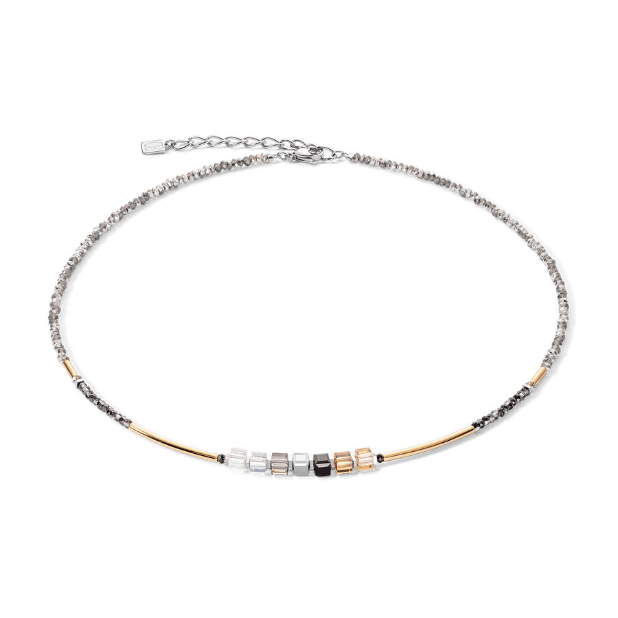 NKL Minimalistic Sparkling Grey Gold Necklace
