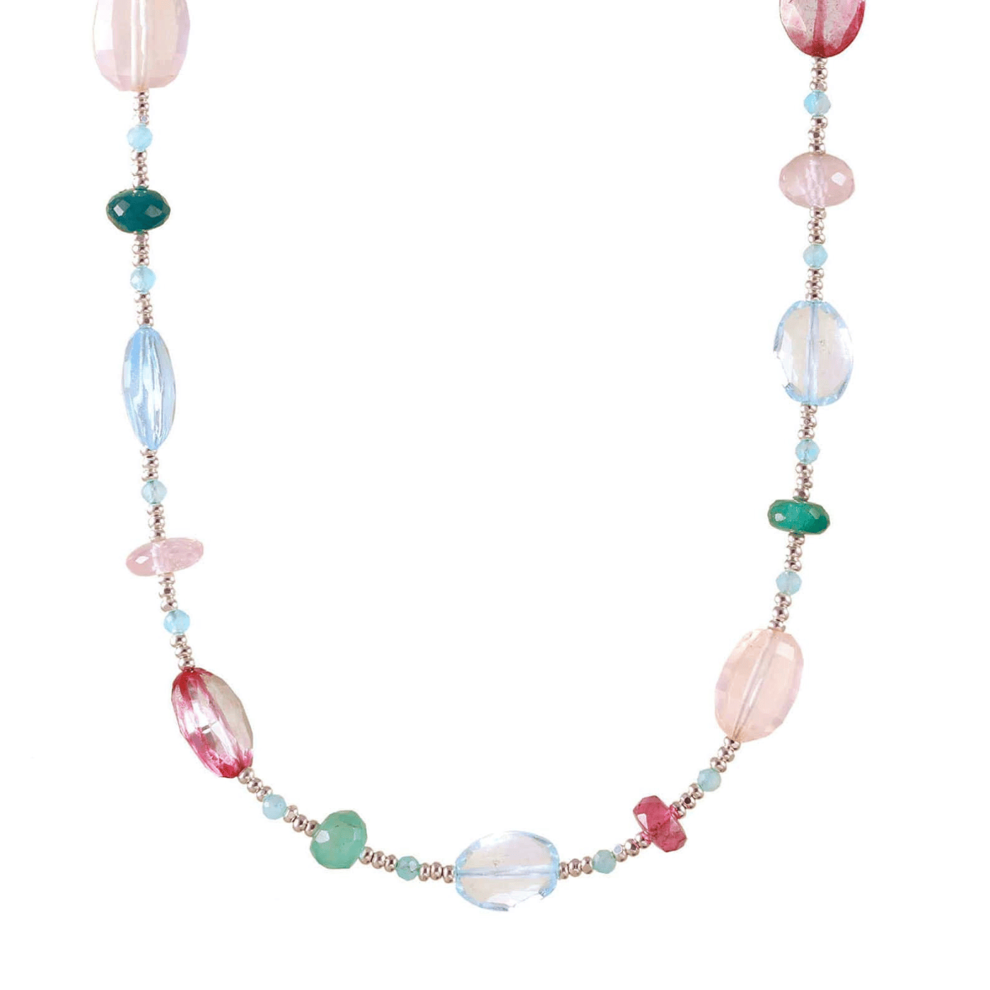 NKL Mix Pastels Silver Glass Necklace