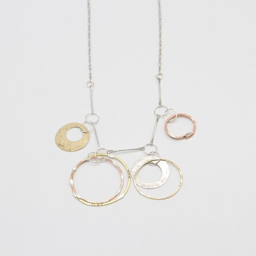 NKL Mixed Metal Dangly Circles Necklace