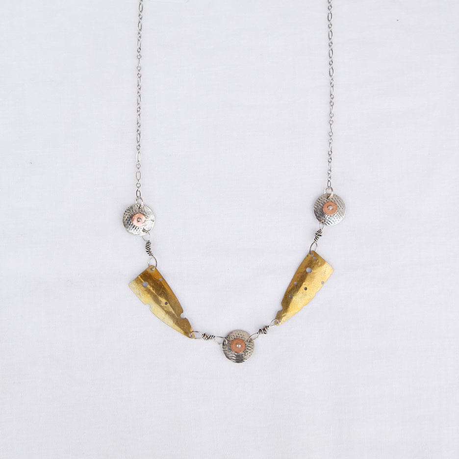 
                  
                    NKL Mixed Metal Disc & Triangle Necklace
                  
                