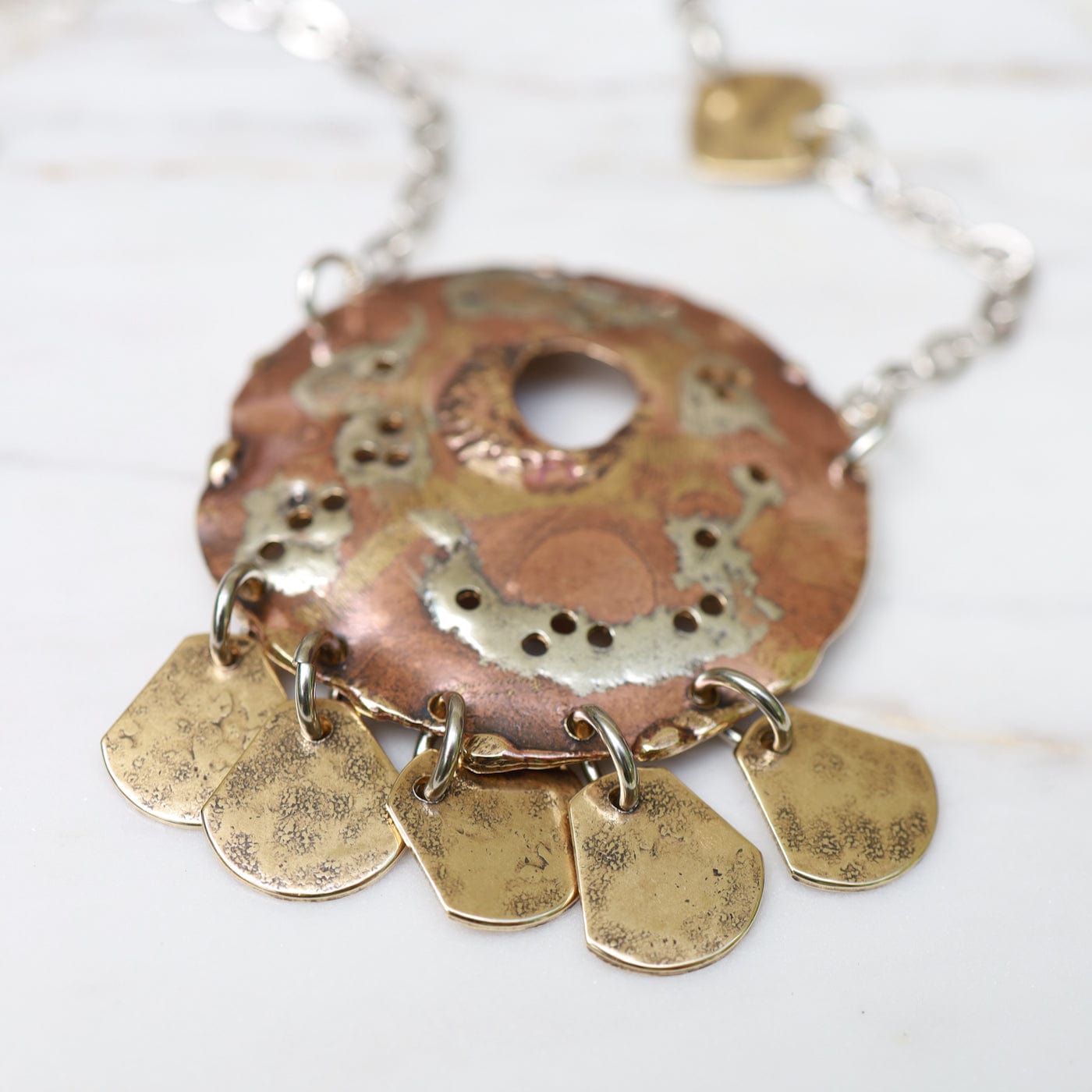 NKL Mixed Metal Medallion Necklace with Discs