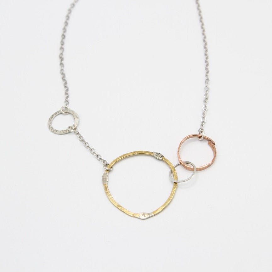 NKL Mixed Metal Random Circles Necklace