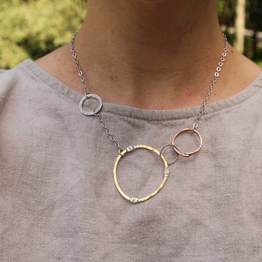 NKL Mixed Metal Random Circles Necklace