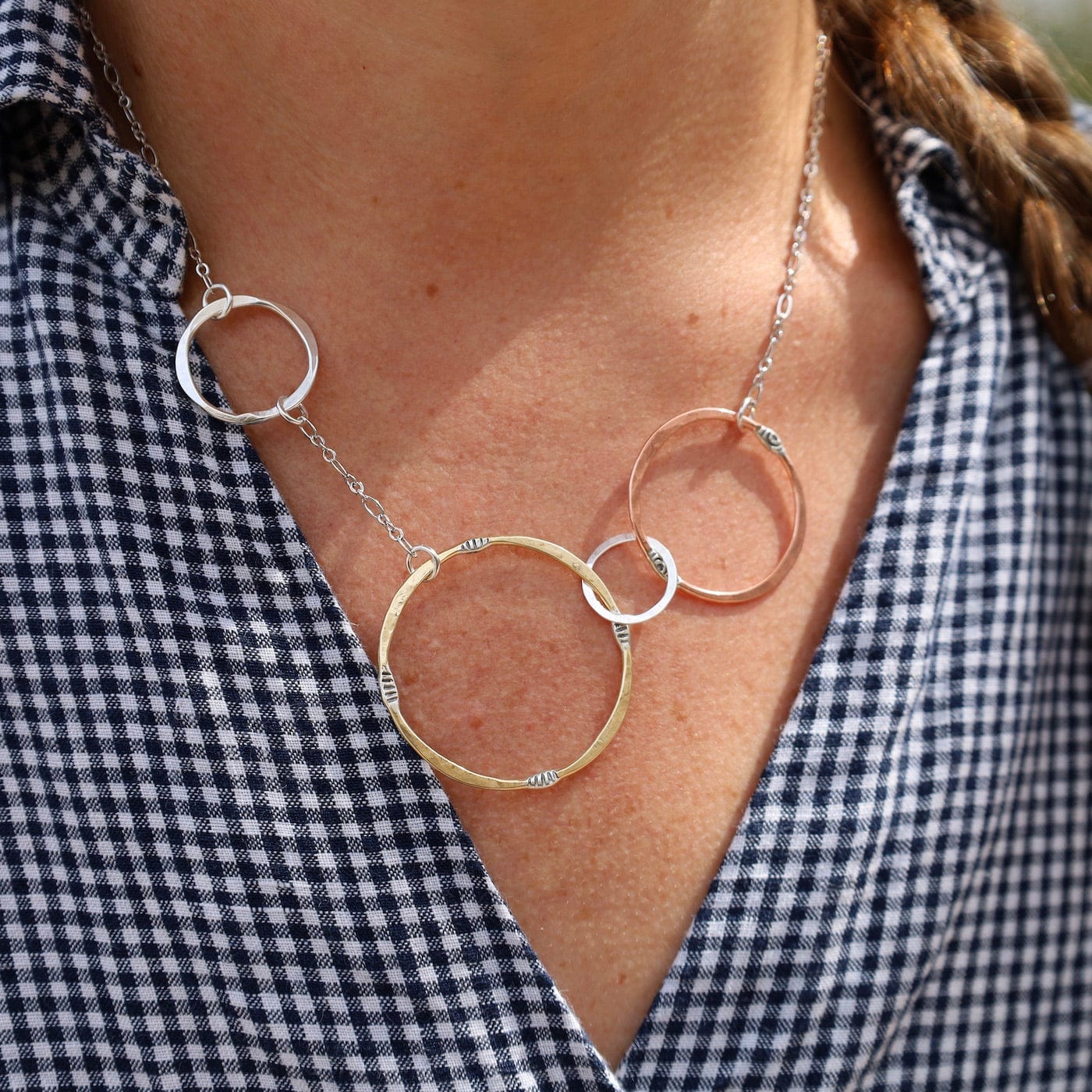 NKL Mixed Metals Random Circles Necklace