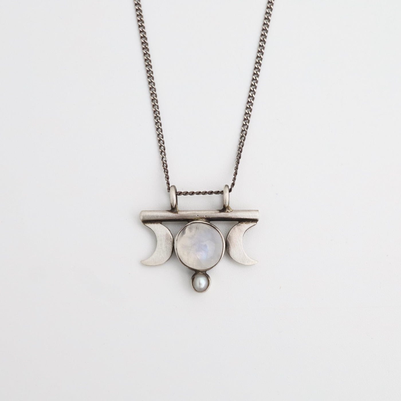 NKL Moon Goddess Amulet with Moonstone & Pearl Necklace