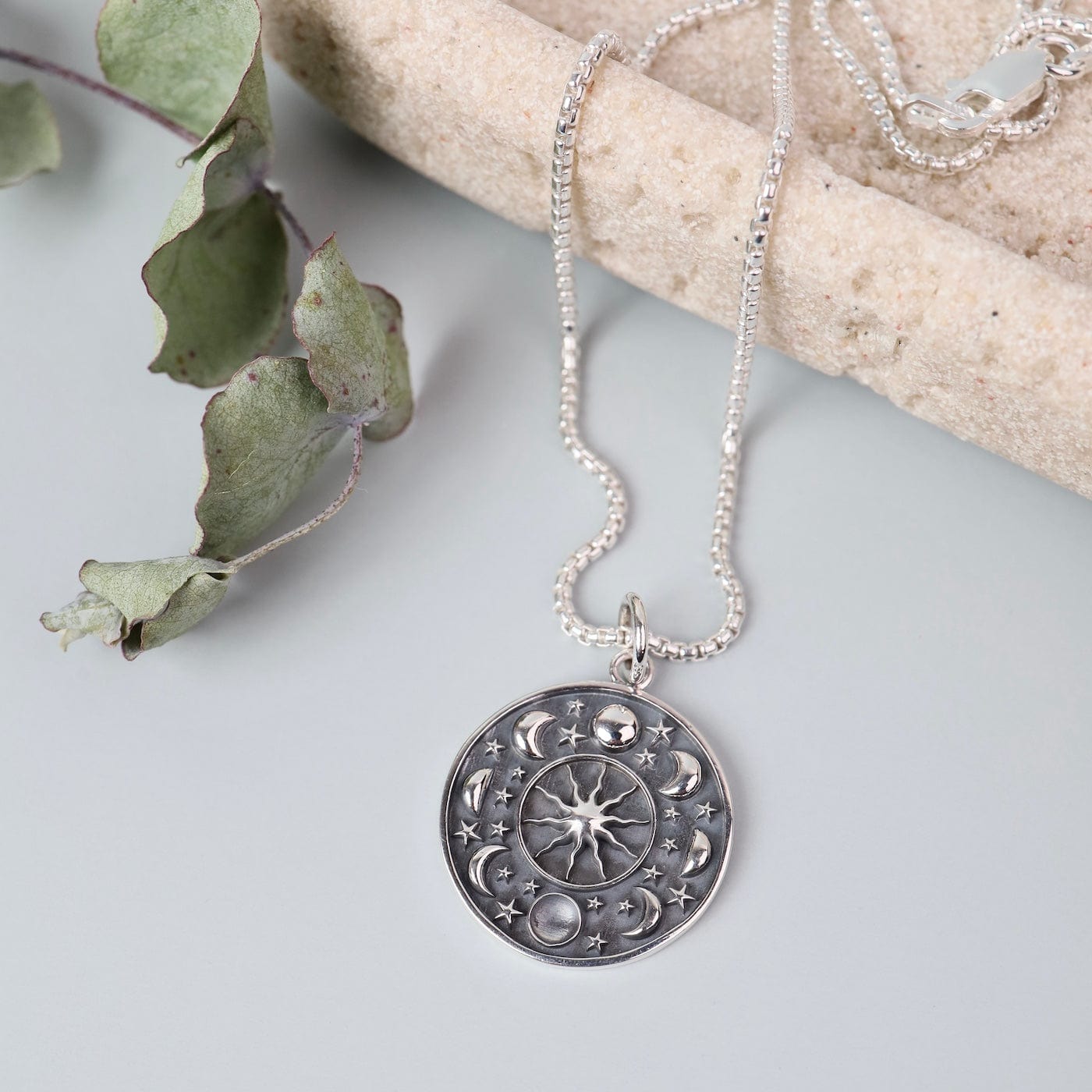 NKL Moon Phase Disc Pendant Necklace