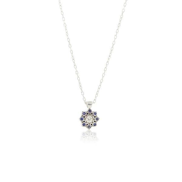 NKL Moonflower Charm Pendant - Sapphire and Diamond