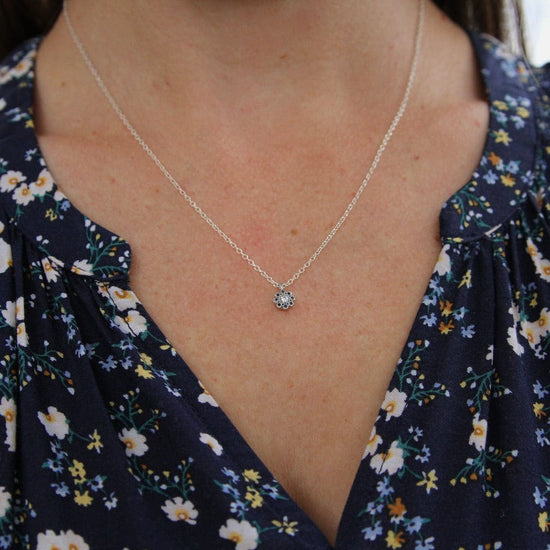 NKL Moonflower Charm Pendant - Sapphire and Diamond