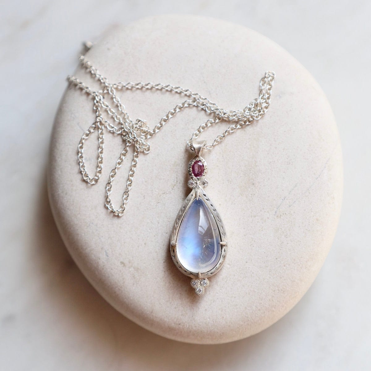 NKL Moonstone and Pink Sapphire Necklace