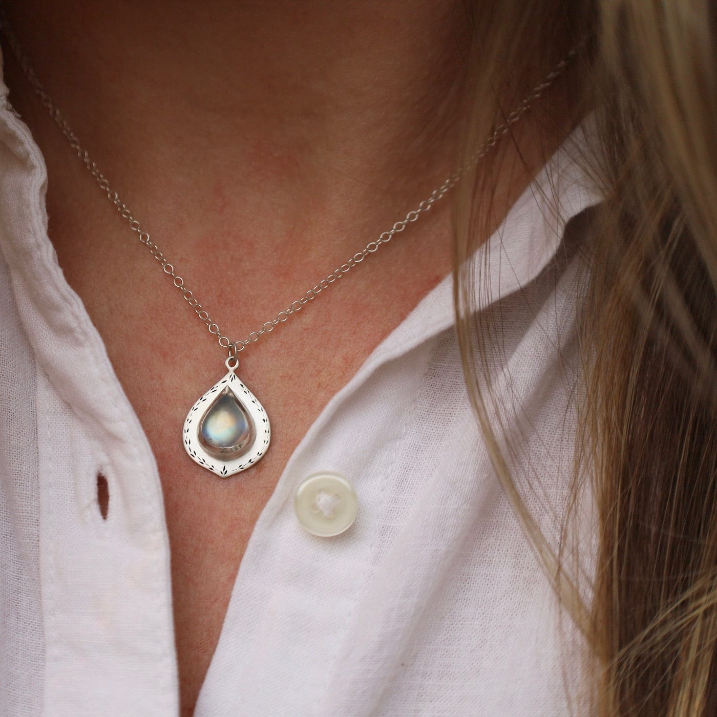 NKL Moonstone Teardrop of Happiness with Engraving