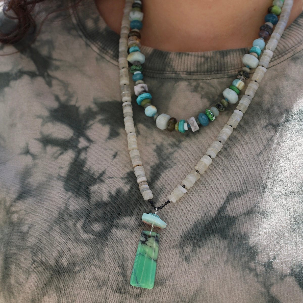 NKL Moonstone with Chrysophase Necklace