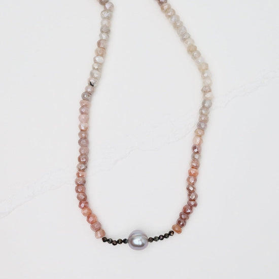 NKL Moonstone with Grey Pearl Necklace