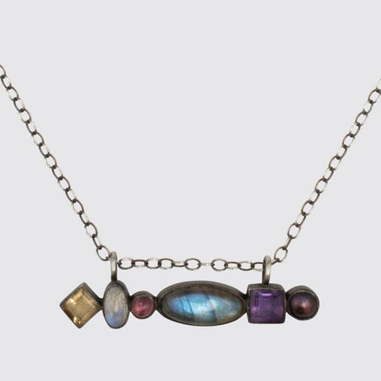 NKL Multi Stone Bar Amulet Necklace