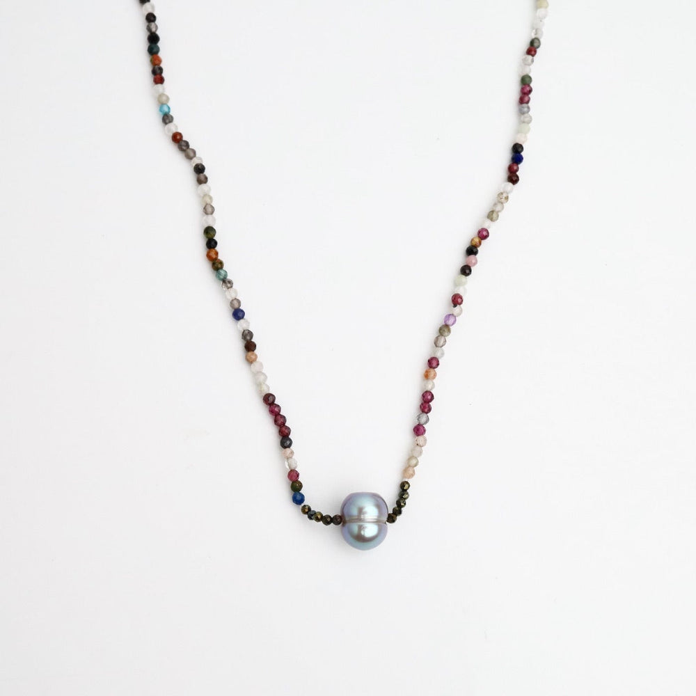 
                      
                        NKL Multi Stone with Grey Pearl Necklace
                      
                    