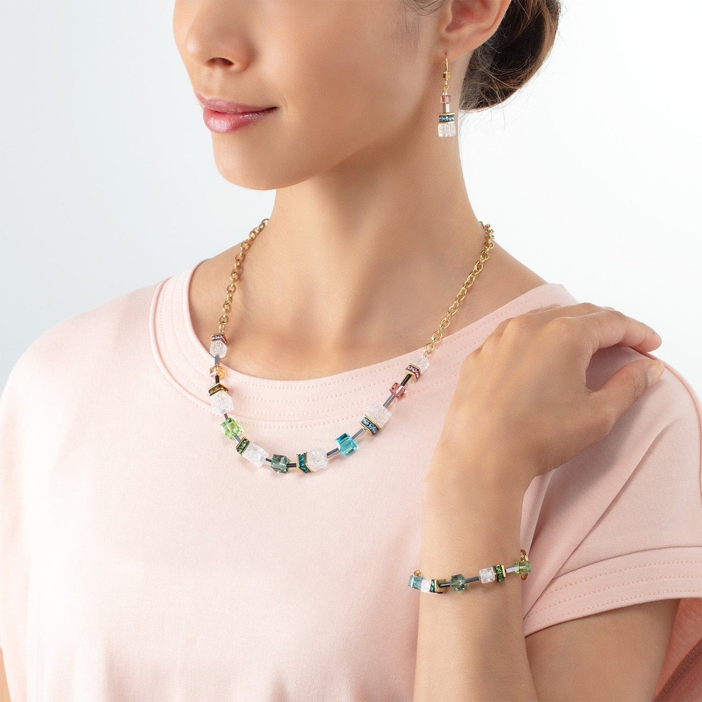 NKL Multicolor Chain GeoCube Iconic Necklace