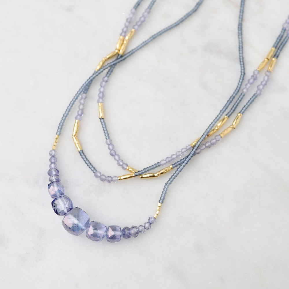 
                      
                        NKL Mystic Quartz Cubes & Tiny Grey Seed Bead Necklace
                      
                    