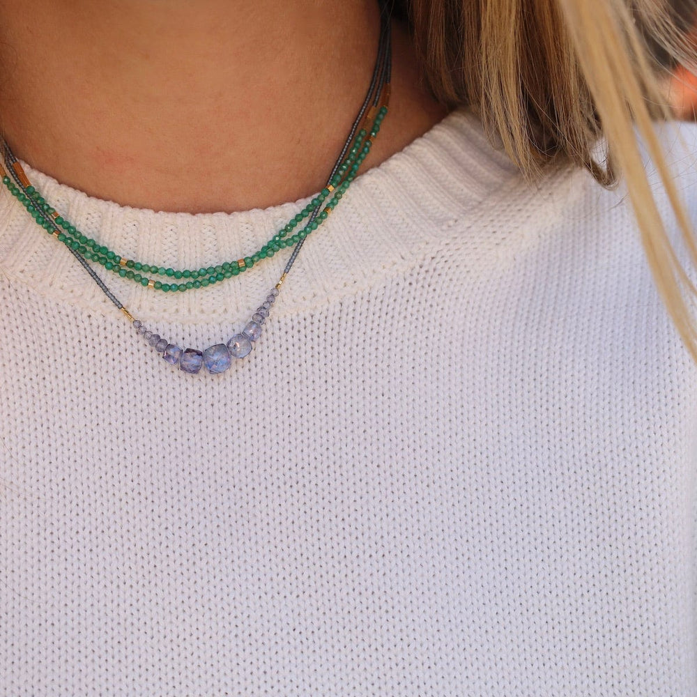 
                      
                        NKL Mystic Quartz Cubes & Tiny Grey Seed Bead Necklace
                      
                    