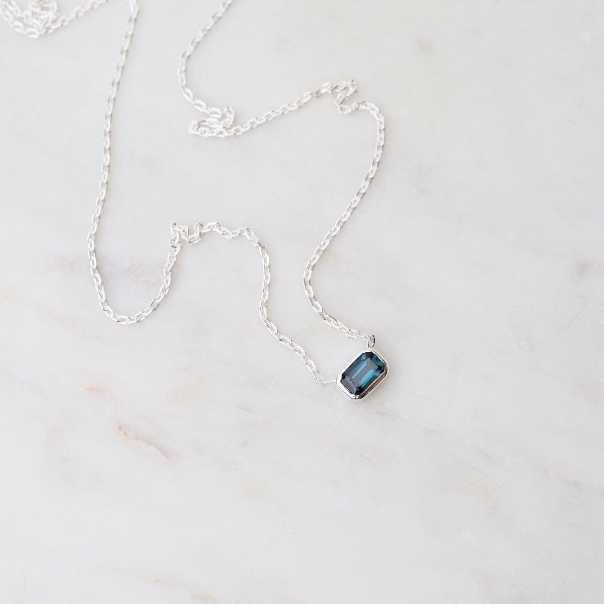 NKL Octagon London Blue Topaz Necklace - Sterling Silver