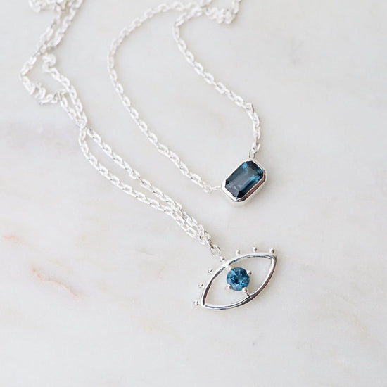 Macy's 14k White Gold Necklace, London Blue Topaz (15 ct. t.w.) and Diamond  (1/4 ct. t.w.) Rectangle Pendant - Macy's