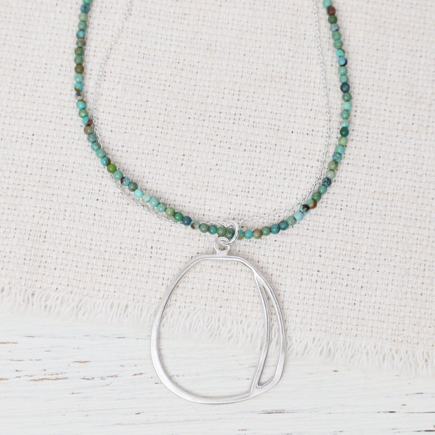 NKL Off Kilter Crescent On Turquoise and Chain