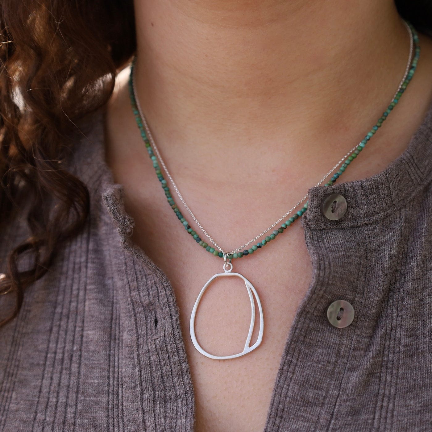 NKL Off Kilter Crescent On Turquoise and Chain