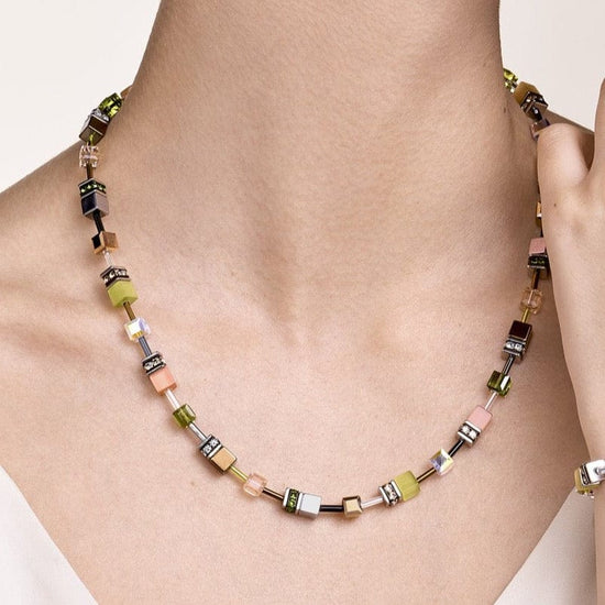 NKL Olive Peach Geo Cube Necklace