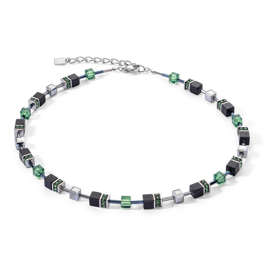 NKL Onyx and Green GeoCube Necklace