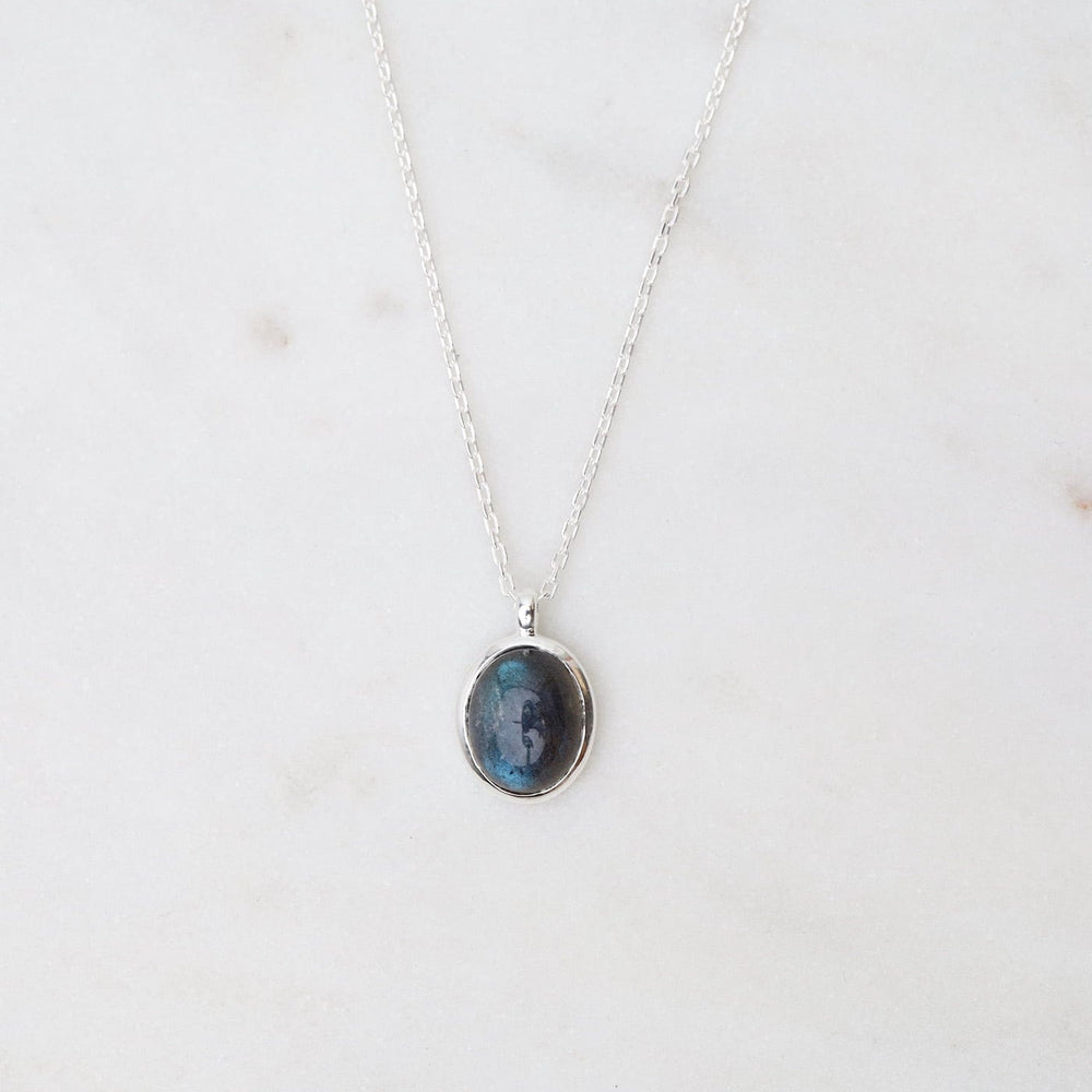 
                  
                    NKL Oval Cabochon Labradorite Necklace - Sterling Silver
                  
                