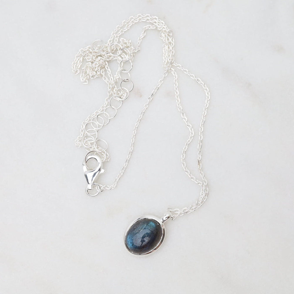 
                  
                    NKL Oval Cabochon Labradorite Necklace - Sterling Silver
                  
                