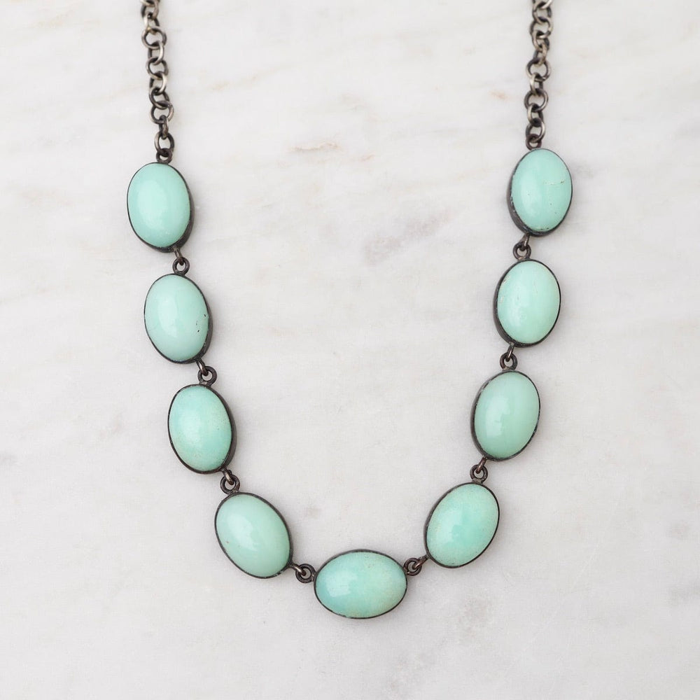 NKL Oval Chrysoprase Cabochon Chain Necklace